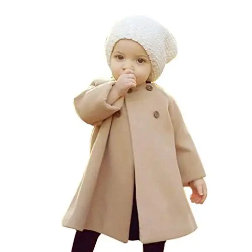 XFGLCK Toddler Baby Girls Coats Cloak Button Jacket Outerwear Fall Winter Clothes - 1