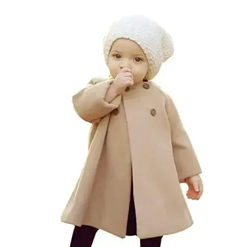 XFGLCK Toddler Baby Girls Coats Cloak Button Jacket Outerwear Fall Winter Clothes - 1
