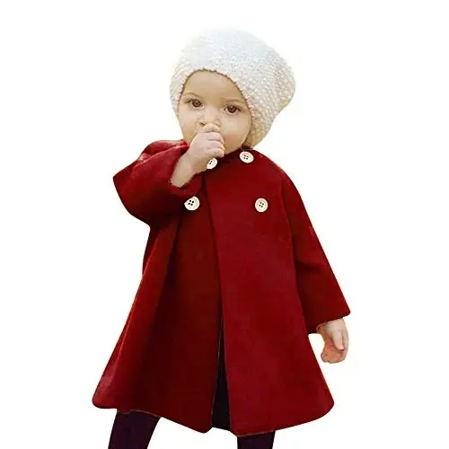 XFGLCK Toddler Baby Girls Coats Cloak Button Jacket Outerwear Fall Winter Clothes - 1
