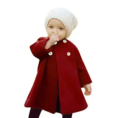 XFGLCK Toddler Baby Girls Coats Cloak Button Jacket Outerwear Fall Winter Clothes - 1