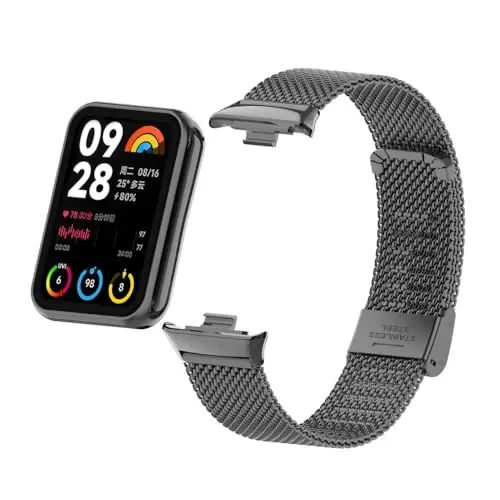HOPMC Straps For Xiaomi Mi Band 8/9 Pro/Redmi Smartwatch 4/5 Metal Bracelet Protective Frame and 18MM Steel Mesh Wristband Bracelet for Women Men - 9