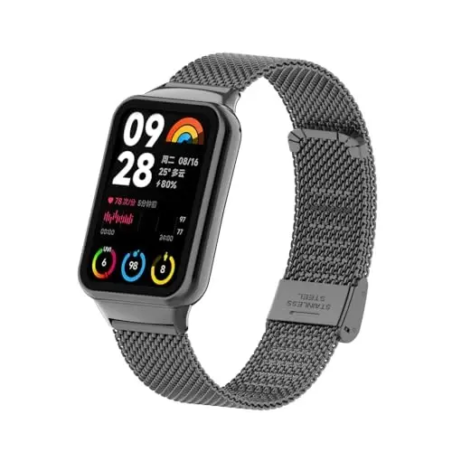 HOPMC Straps For Xiaomi Mi Band 8/9 Pro/Redmi Smartwatch 4/5 Metal Bracelet Protective Frame and 18MM Steel Mesh Wristband Bracelet for Women Men - 11