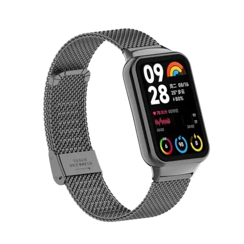 HOPMC Straps For Xiaomi Mi Band 8/9 Pro/Redmi Smartwatch 4/5 Metal Bracelet Protective Frame and 18MM Steel Mesh Wristband Bracelet for Women Men - 3