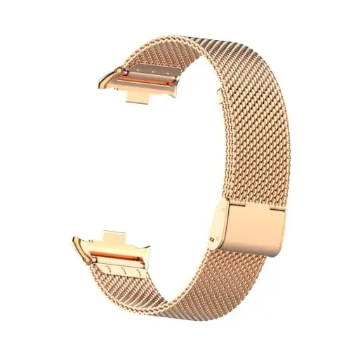 HOPMC Straps For Xiaomi Mi Band 8/9 Pro/Redmi Smartwatch 4/5 Metal Bracelet Protective Frame and 18MM Steel Mesh Wristband Bracelet for Women Men - 8