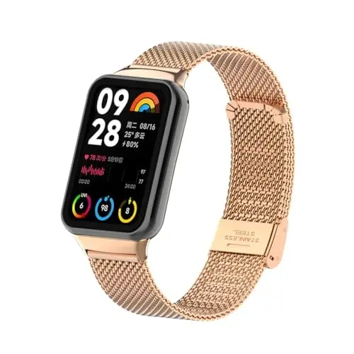 HOPMC Straps For Xiaomi Mi Band 8/9 Pro/Redmi Smartwatch 4/5 Metal Bracelet Protective Frame and 18MM Steel Mesh Wristband Bracelet for Women Men - 11