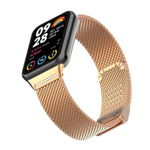 HOPMC Straps For Xiaomi Mi Band 8/9 Pro/Redmi Smartwatch 4/5 Metal Bracelet Protective Frame and 18MM Steel Mesh Wristband Bracelet for Women Men - 5