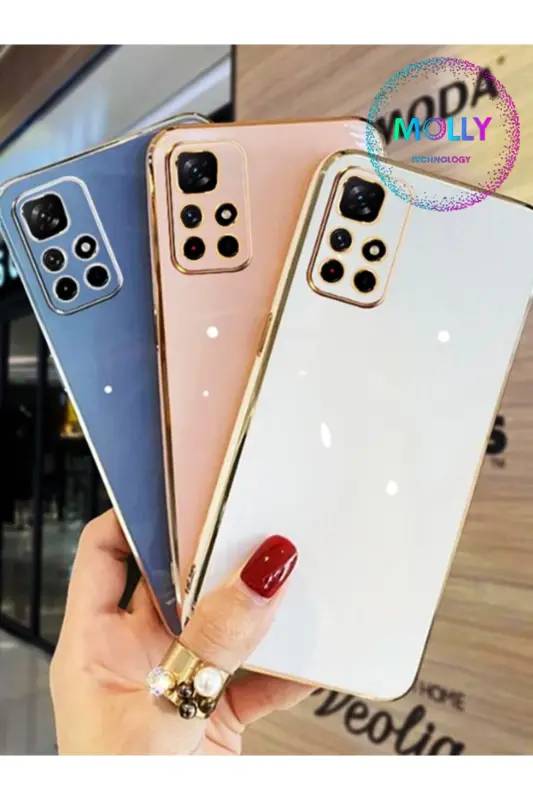 Xiaomi Redmi 10 2022 Için Inci Beyazı Kenarları Gold Detaylı Lüks Silikon Kılıf - Beyaz - 2