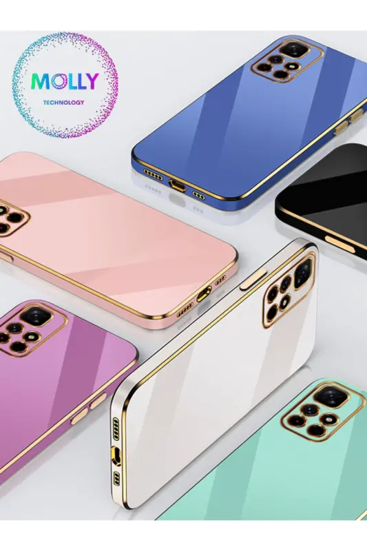 Xiaomi Redmi 10 2022 Için Inci Beyazı Kenarları Gold Detaylı Lüks Silikon Kılıf - Beyaz - 5