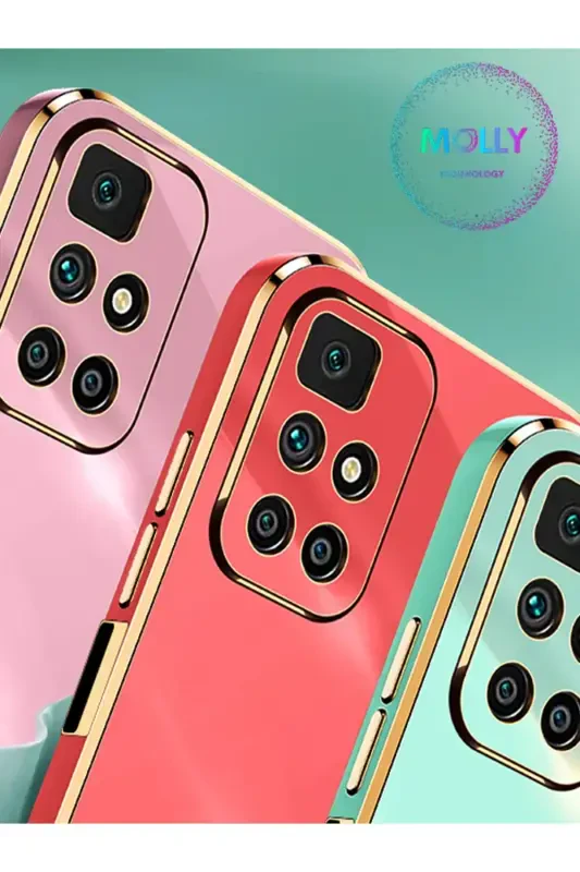 Xiaomi Redmi 10 2022 Luxury Silicone Case with Sea Green Edges and Gold Details-Green - 7