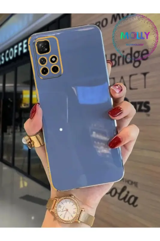 Xiaomi Redmi 10 2022 Роскошный силиконовый чехол с золотыми деталями по краям цвета Petrol Mavisi - Mavi - MOLLY TECHNOLOGY