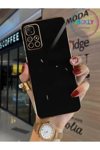 Xiaomi Redmi 10 2022 uchun qora qirrali, oltin detalli hashamatli silikon g'ilof - Qora - 1