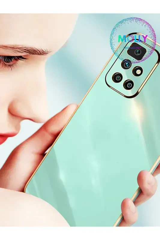 Xiaomi Redmi 10 2022 uchun to'q yashil qirralari oltin detalli hashamatli silikon g'ilof - Haki - 4