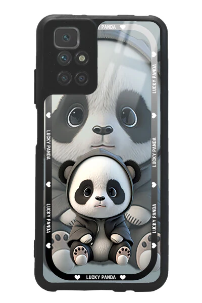 Xiaomi Redmi 10 White lucky panda Tasarımlı Glossy Telefon Kılıfı - Modazone
