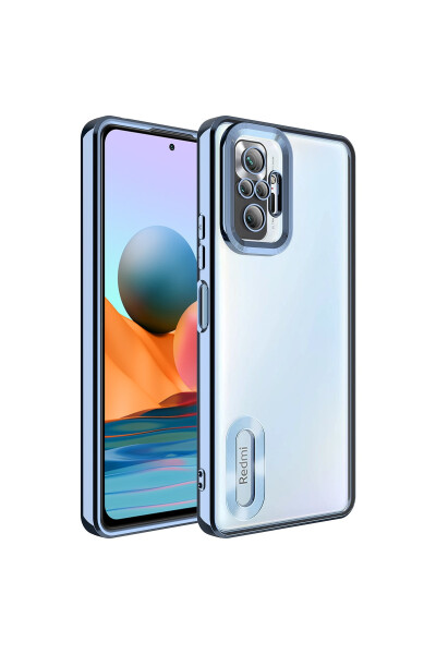 Xiaomi Redmi Note 10 Pro Case Camera Lens Protected Transparent Colored Logo Showing Glossy Cover - 1