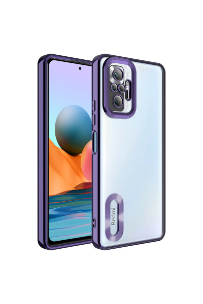 Xiaomi Redmi Note 10 Pro Kılıf Kamera Lens Korumalı Şeffaf Renkli Logo Gösteren Parlak Kapak - 1