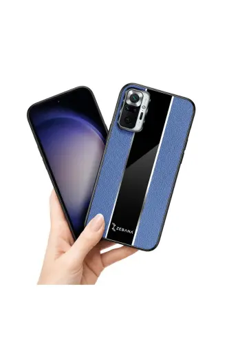 Xiaomi Redmi Note 10 Pro Uyumlu Kılıf Premium Deri Kılıf Mavi - Mavi - 4
