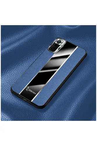 Xiaomi Redmi Note 10 Pro Uyumlu Kılıf Premium Deri Kılıf Mavi-Mavi - 3