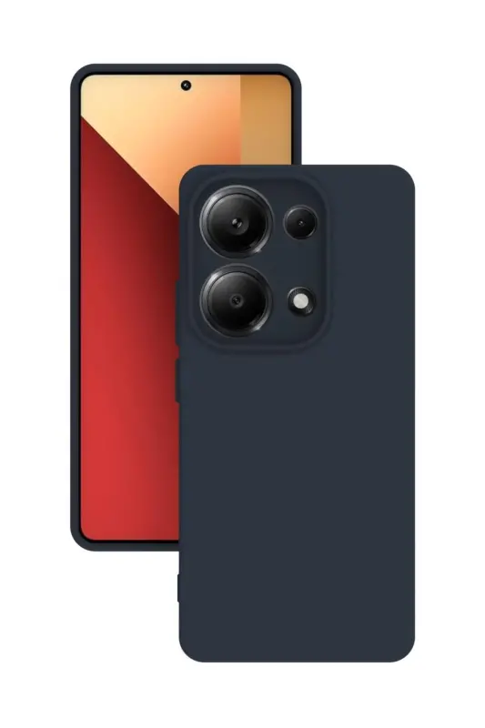 Xiaomi Redmi Note 13 Pro 4G Case Camera Protected Silicone Rubber Back Cover-Navy Blue - 1