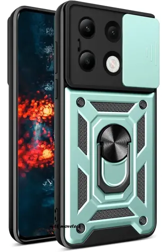 Xiaomi Redmi Note 13 Pro 4g Case Camera Protected Sliding Ring Armor Military Tank Sliding Cover-Green - 1