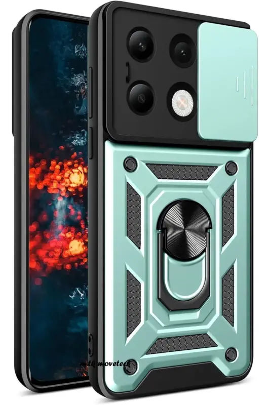 Xiaomi Redmi Note 13 Pro 4g Case Camera Protected Sliding Ring Armor Military Tank Sliding Cover-Green - 1