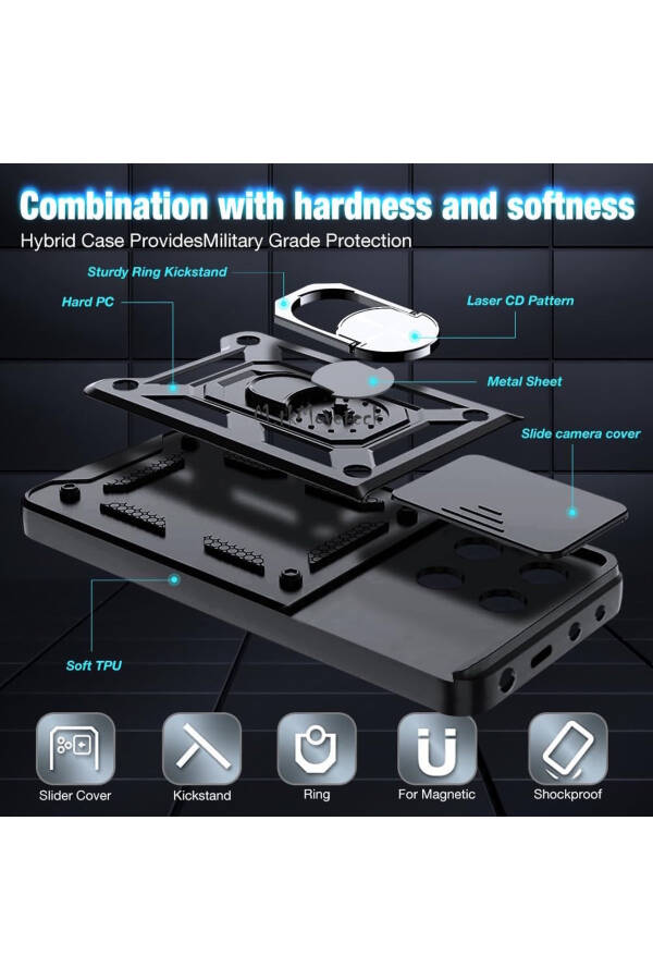 Xiaomi Redmi Note 13 Pro 4g Case Camera Protected Sliding Ringed Armor Military Tank Slider Cover - 20