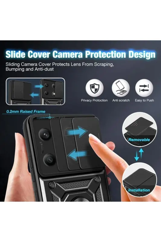 Xiaomi Redmi Note 13 Pro 4g G'ilof Kamera Himoyalangan Sürgülü Yüzüklü Armor Harbiy Tank Slag Kapak-Yashil - 5
