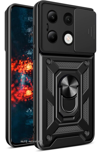 Xiaomi Redmi Note 13 Pro 4g Telefon Uchun Kamera Himoyali Sürgülü Halqali Armor Harbiy Tank Slizka Qopqoq - M.TK MOVETECK