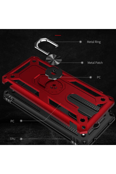 Xiaomi Redmi Note 8 Pro Compatible Case Vega Tank Armor Ringed Magnetic Stand Case Phone Case - 3