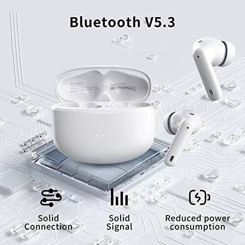 XIAOWTEK A40 Pro Simsiz Quloqchinlar, 50 soat o'ynash vaqti Bluetooth Quloqchinlar, Shovqinni bekor qilish Mikrofoni bilan Zaryadlash qutisi, Stereo Ovozli Bluetooth Quloqchinlar, iPhone uchun IPX7 Suv o'tkazmaydigan Quloqchinlar - 9