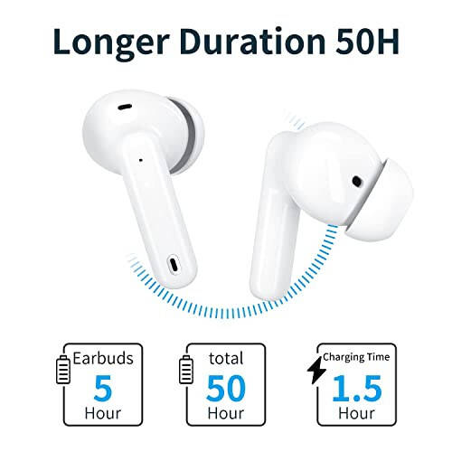 XIAOWTEK A40 Pro Wireless Earbuds, 50Hrs Playtime Bluetooth Earbuds Built in Noise Cancellation Mic with Charging Case, Bluetooth Headphones with Stereo Sound, IPX7 Waterproof Ear Buds for iPhone - 12