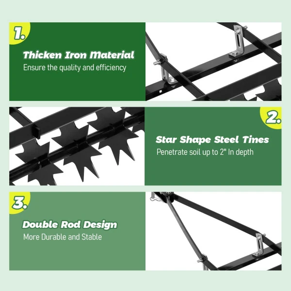 XiMeijiun, Lawn Towed Aerator, Lawn Tools, Lawn Looseners, Restore Lawn Health, Adapt to Yard, Garden - 3