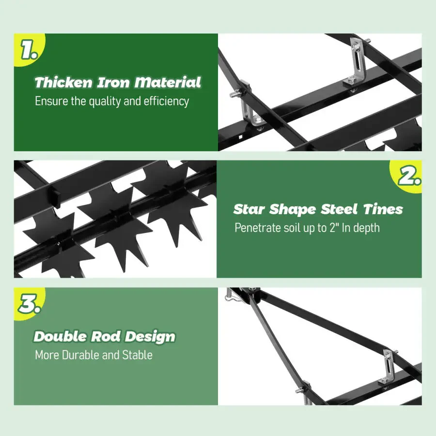 XiMeijiun, Lawn Towed Aerator, Lawn Tools, Lawn Looseners, Restore Lawn Health, Adapt to Yard, Garden - 3