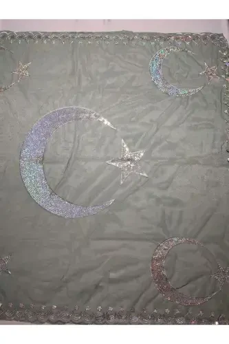 Xina Kechalari uchun pulli kelin va ay yulduz kuyov xina o'rtusi qo'lqopi bilan xina o'rtusi maxsus duvak to'plami-Qarag'ay - 7