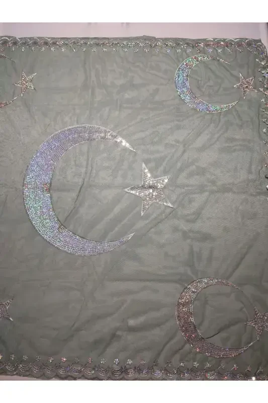 Xina Kechalari uchun pulli kelin va ay yulduz kuyov xina o'rtusi qo'lqopi bilan xina o'rtusi maxsus duvak to'plami-Qarag'ay - 7