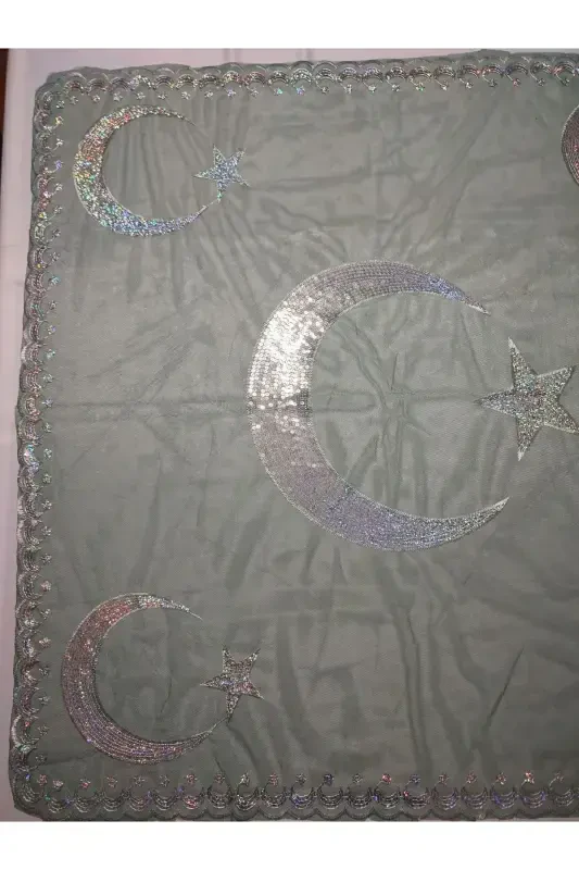 Xina Kechalari uchun pulli kelin va ay yulduz kuyov xina o'rtusi qo'lqopi bilan xina o'rtusi maxsus duvak to'plami-Qarag'ay - 8