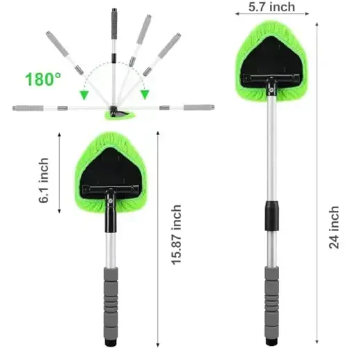 XINDELL 24-inch Windshield Cleaner Tool – Upgrade Large Head Car Interior&Exterior Window Cleaning Kit with Extendable Handle & 4 Microfiber Pads, Auto Wiper Brush for Car, Trucks, SUVs, RVs & Home - 3
