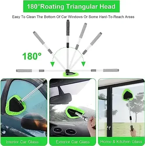 XINDELL 24-inch Windshield Cleaner Tool – Upgrade Large Head Car Interior&Exterior Window Cleaning Kit with Extendable Handle & 4 Microfiber Pads, Auto Wiper Brush for Car, Trucks, SUVs, RVs & Home - 6