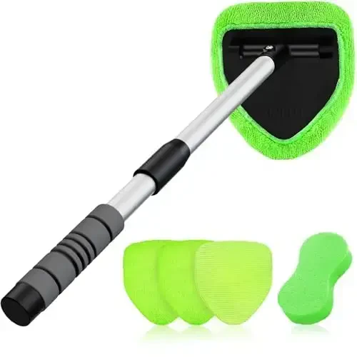 XINDELL 24-inch Windshield Cleaner Tool – Upgrade Large Head Car Interior&Exterior Window Cleaning Kit with Extendable Handle & 4 Microfiber Pads, Auto Wiper Brush for Car, Trucks, SUVs, RVs & Home - X XINDELL