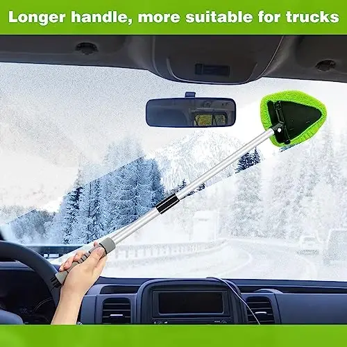 XINDELL 29-inch Windshield Cleaner Tool – Car Interior Window Cleaning Kit with Extended Long Handle & 4 Microfiber Pads, Auto Wiper Windshield Brush for Car, Trucks, SUVs, RVs & Home - 2