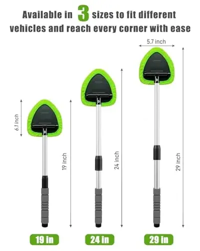 XINDELL 29-inch Windshield Cleaner Tool – Car Interior Window Cleaning Kit with Extended Long Handle & 4 Microfiber Pads, Auto Wiper Windshield Brush for Car, Trucks, SUVs, RVs & Home - 6