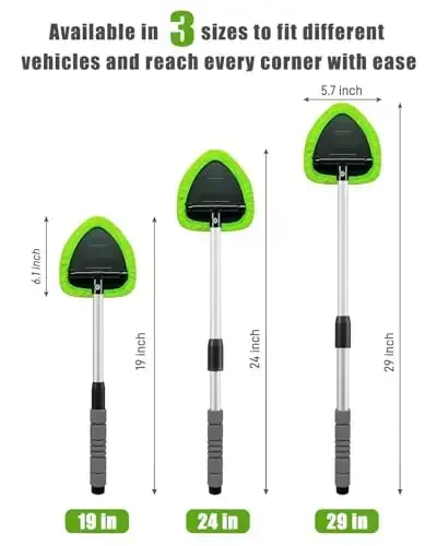 XINDELL Windshield Cleaner Tool – Upgrade Large Head Car Interior&Exterior Window Cleaning Kit with Extendable Handle & 4 Microfiber Pads, Auto Wiper Brush for Car, Trucks, SUVs, RVs & Home Windows - 6