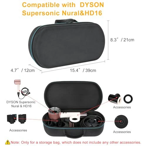 XINGFUDAO Hard Carrying Case Compatible with Dyson Supersonic Nural HD16 Hair Dryer, Replacement Travel Storage Bag for Hair Dryer Dyson Supersonic HD08 & HD15(black) - Modazone (1)