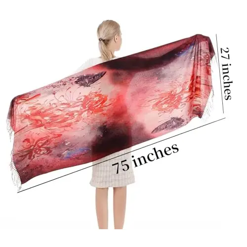 XINYUN Women's Fashion Scarf with Art Printed Tassel Soft CasModazoneere Warm Large Blanket Wrap Shawl for gift - 4