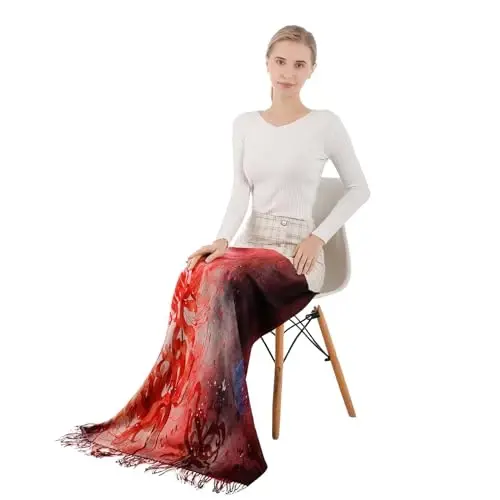 XINYUN Women's Fashion Scarf with Art Printed Tassel Soft CasModazoneere Warm Large Blanket Wrap Shawl for gift - 6