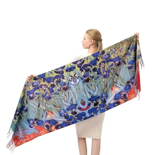 XINYUN Van Gogh Scarf PasModazoneina Shawl Wraps for Women Floral CasModazoneere Scarf Fashion Large Shawls Soft Warm Tassel Scarves Blanket Scarfs for Ladies girls - 3