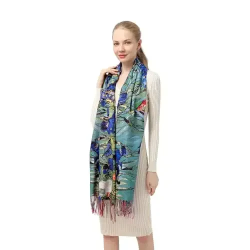 XINYUN Women's Fashion Scarf with Art Printed Tassel Soft CasModazoneere Warm Large Blanket Wrap Shawl for gift - MODAZONE