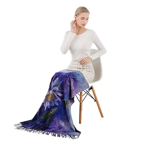 XINYUN Kadın Moda Eşarp Sanat Baskılı Püsküllü Yumuşak Kaşmir Sıcak Büyük Battaniye Şal hediye için - 5