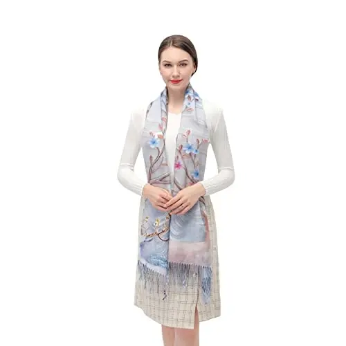 XINYUN Women's Fashion Scarf with Art Printed Tassel Soft CasModazoneere Warm Large Blanket Wrap Shawl for gift 