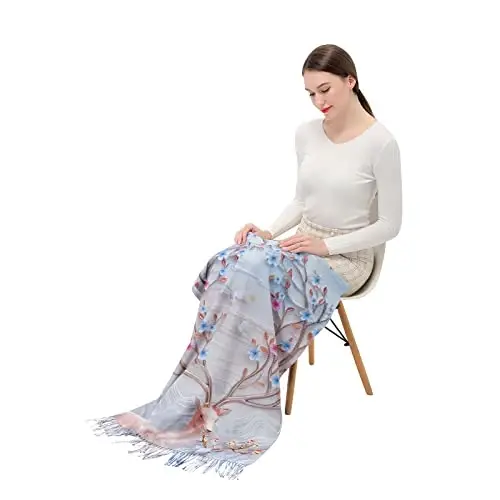 XINYUN Kadın Moda Eşarp Sanat Baskılı Püsküllü Yumuşak Kaşmir Sıcak Büyük Battaniye Şal Hediye için - 4