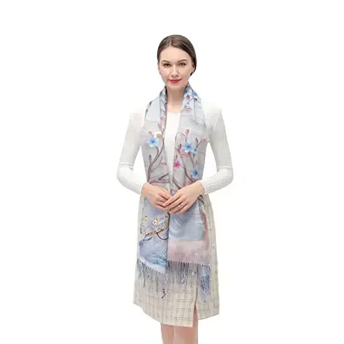 XINYUN Women's Fashion Scarf with Art Printed Tassel Soft CasModazoneere Warm Large Blanket Wrap Shawl for gift - MODAZONE